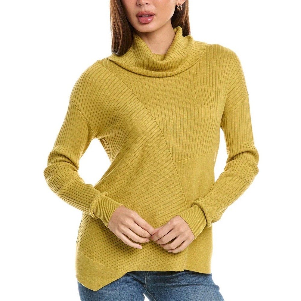 Cabi Happy Pullover Sweater #4627 XS Ribbed Turtleneck Asymmetrical Fall Top New
